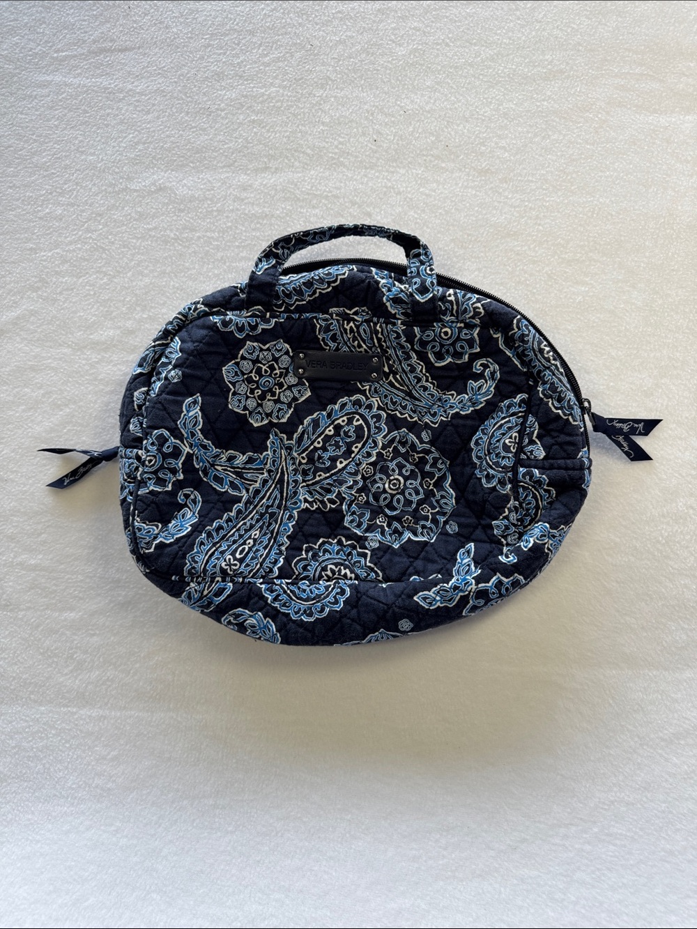 Vera Bradley Navy & Light Blue Paisley Quilted Cosmetic Case